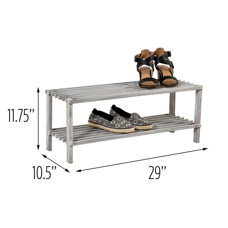 2 tier discount wooden shoe rack